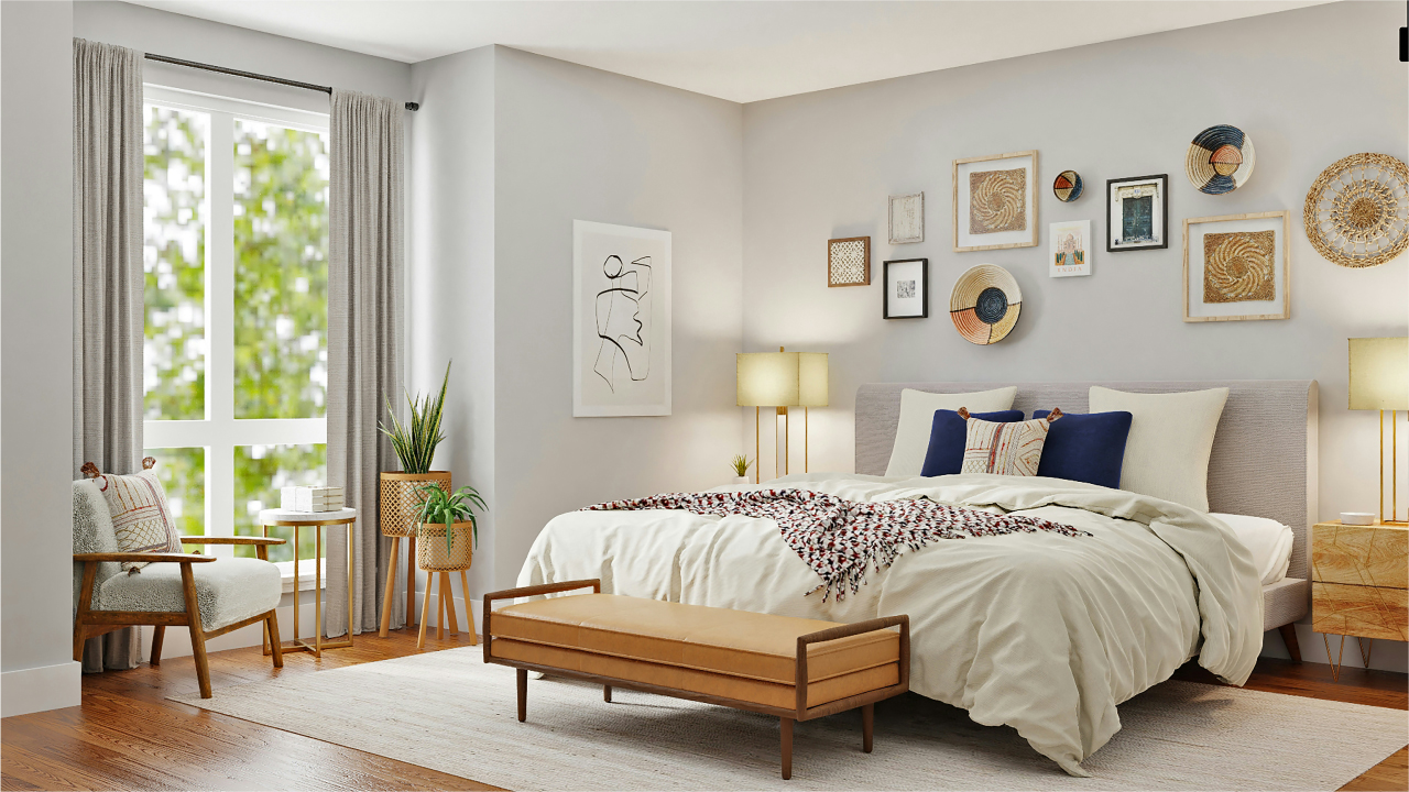 Bedroom preview with single wall color