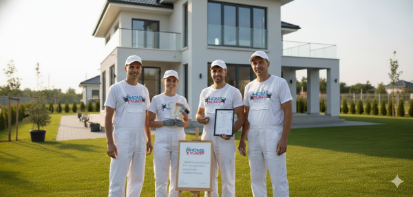 Professional painting team working efficiently and professionally